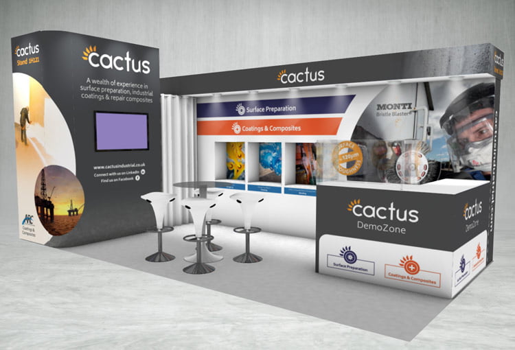 Cactus exhibition stand 3d render