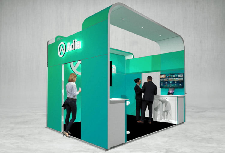 Adia large exhibition stand 3d render