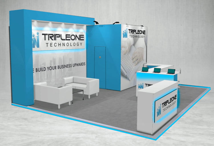 Tripleone exhibition stand 3d render