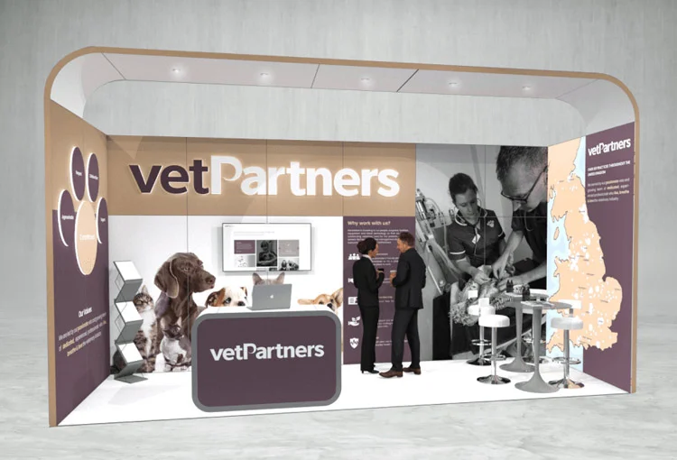 Vet partners exhibition stand 3d render