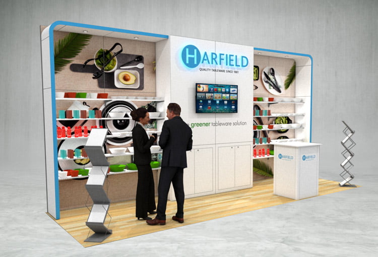 Harfield exhibition stand 3d render