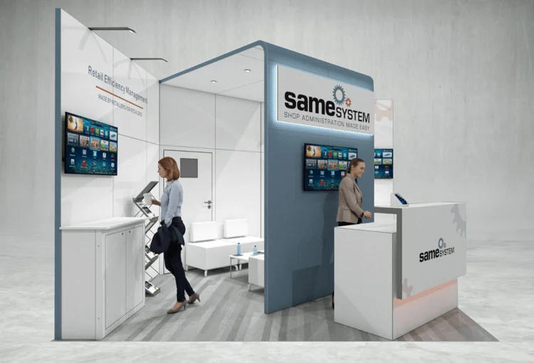 Same systems exhibition stand 3d render