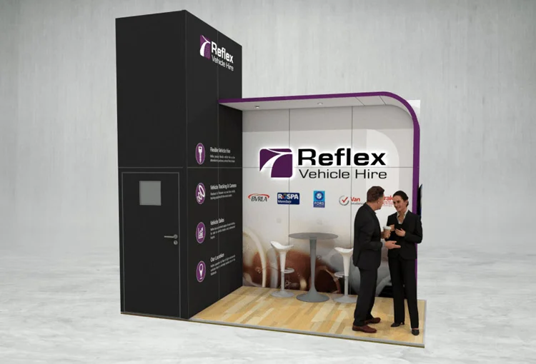 Reflex exhibition stand 3d render