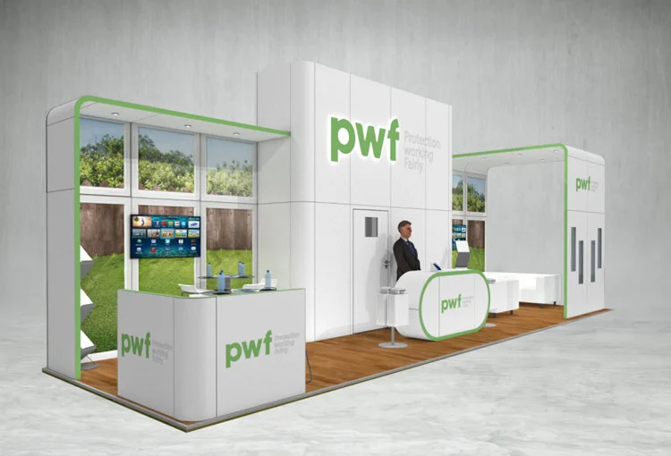 PWF exhibition stand 3d render