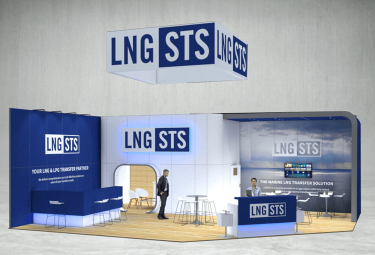 LNG STS exhibition stand 3d render