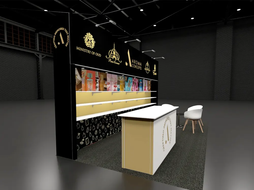 Aroma Concepts Exhibition Stand Render at Tones of Beauty 25