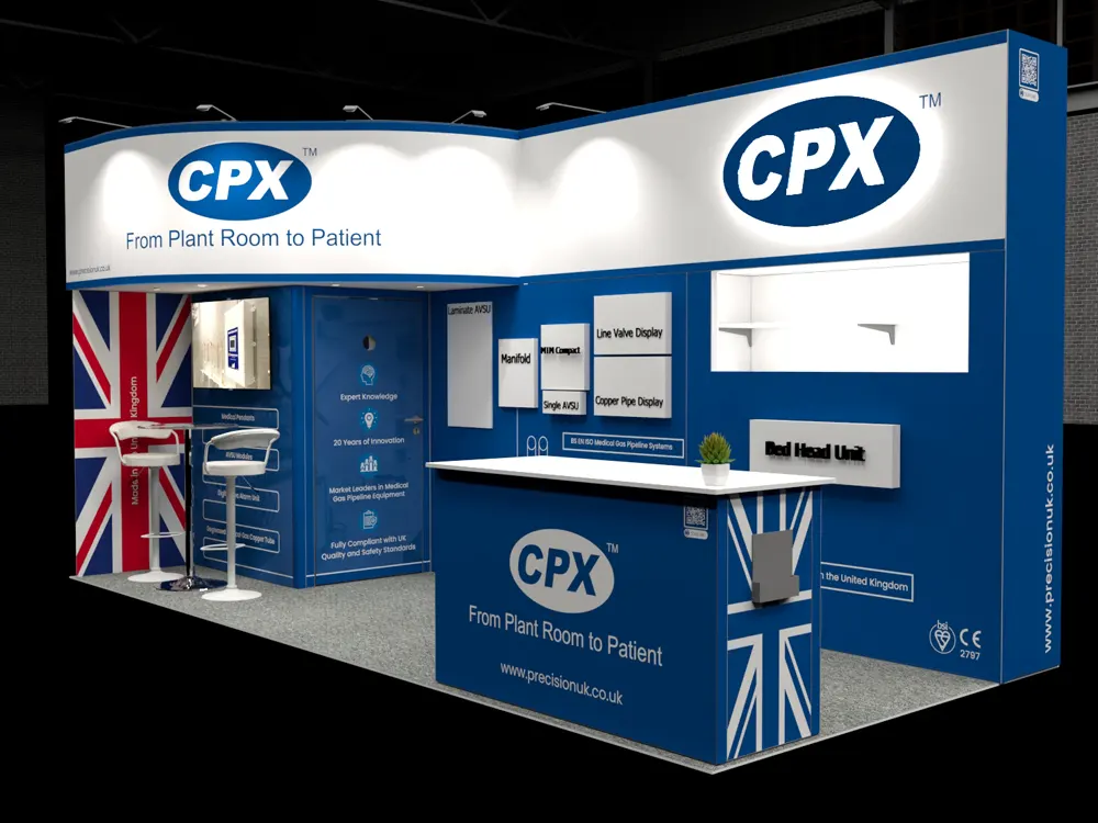 Precision UK Exhibition Stand Render at IHEEM 25