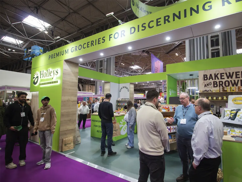 Holleys-Fine-Foods-Exhibition-Stand-at-UK-Food-&-Drinks-Shows-2026-4 exhibition stand gallery-image